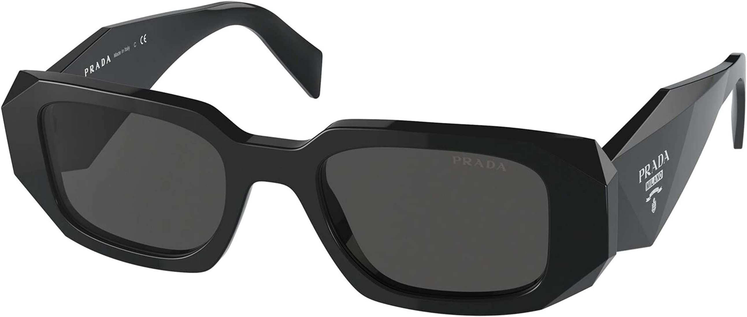 PR 17WS 1AB5S0 Black Plastic Rectangle Sunglasses Grey Lens | Amazon (US)