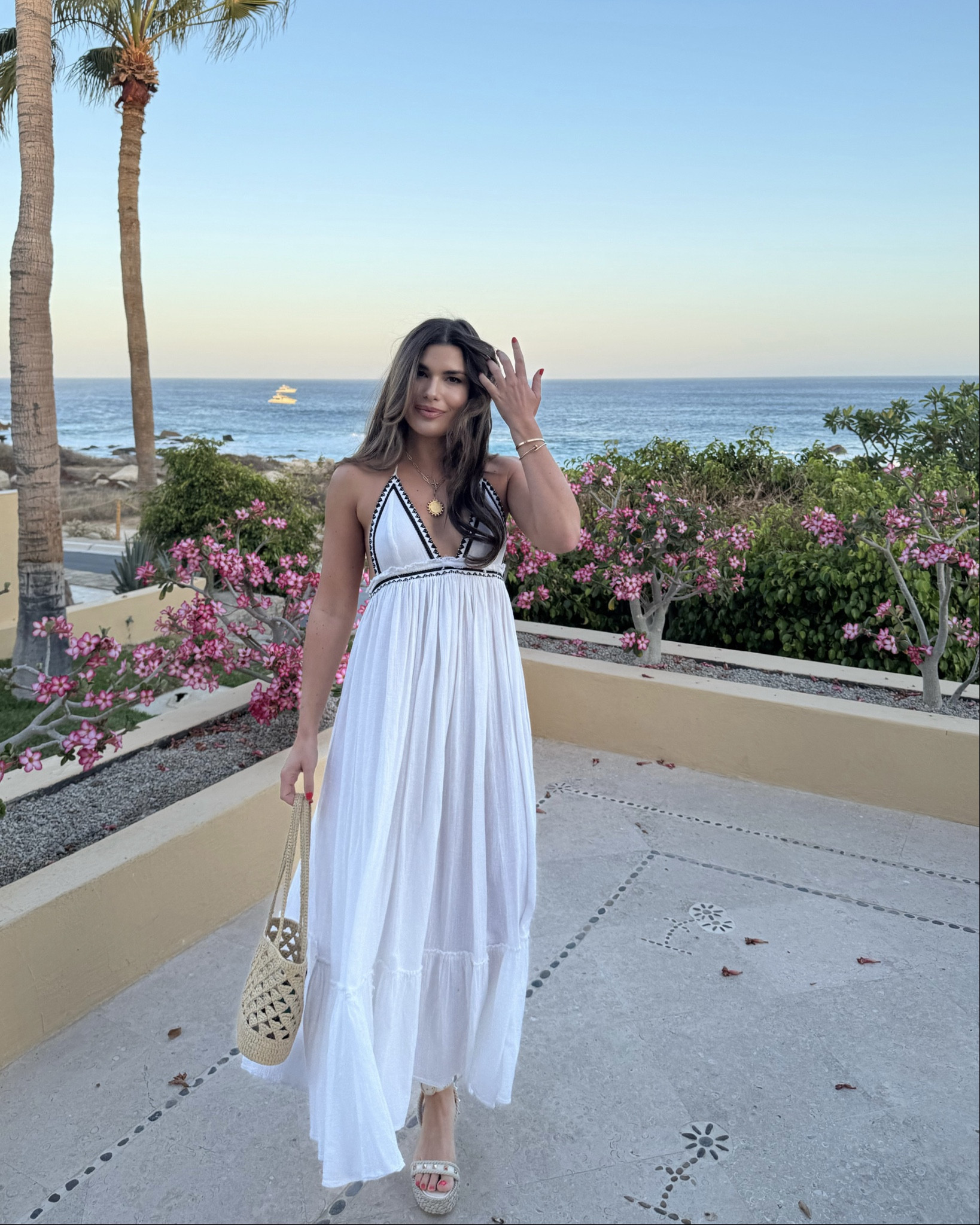 White Vacation Halter Dresses 🖤 