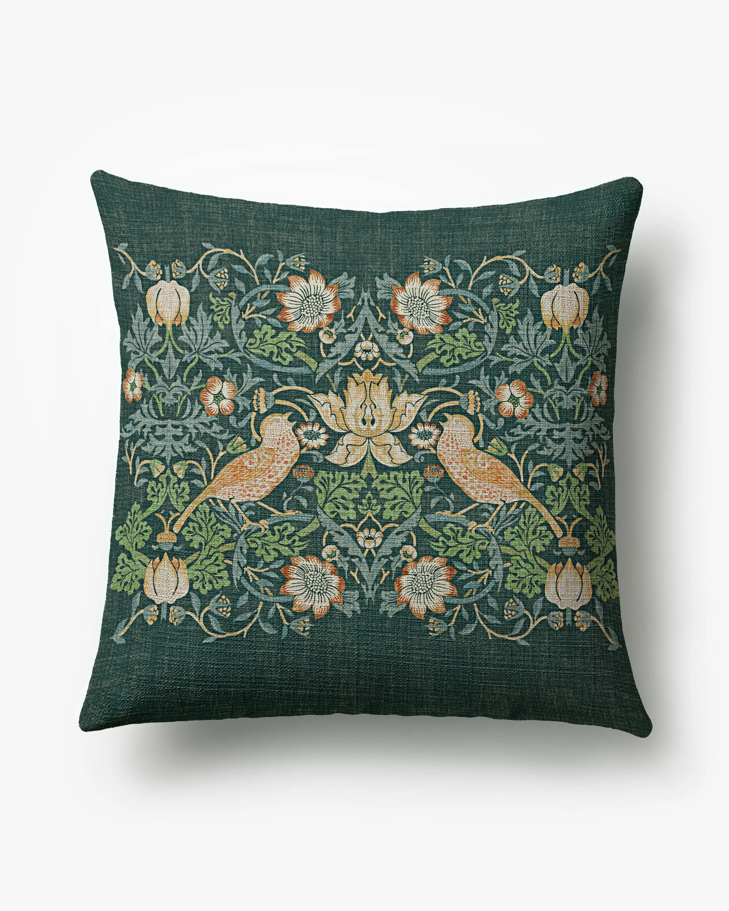 Strawberry Thief Slate Blue Washable Woven Throw Pillow by Morris & Co. | Ruggable US | Ruggable
