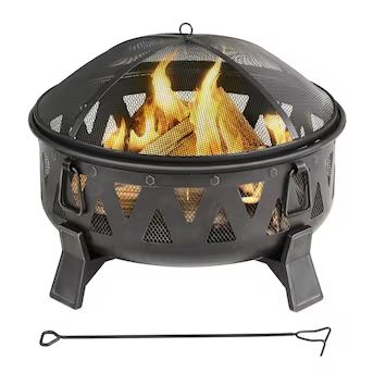Style Selections  29.9-in W Antique Black Steel Wood-Burning Fire Pit | Lowe's