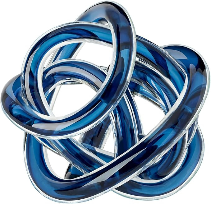 Torre & Tagus Orbit Hand Blown Glass Infinity Knot Sculpture - 3 Inch Glass Art Blue Knot Decor B... | Amazon (US)