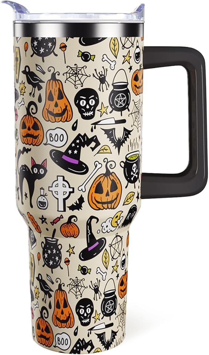 Halloween Tumbler 40oz Ghost Pumpkin Tumblers with Lid and Straw Halloween Gifts for Women Men St... | Amazon (US)