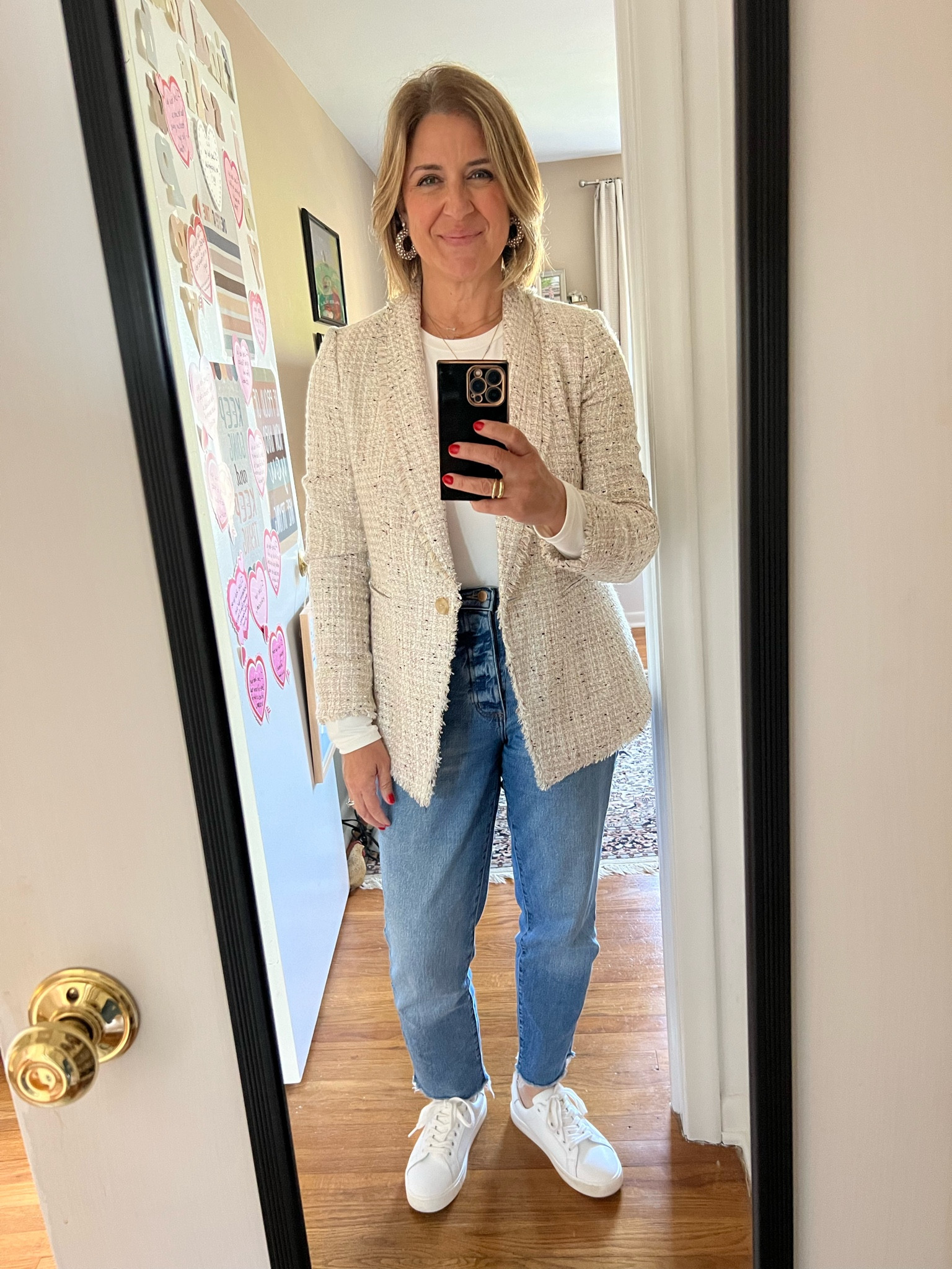 Dressed for an orthodontic appointment for my son. I wanted to be pulled together yet casual for the remainder of the day. I love a good tweed blazer! It just dresses up any look without making it stuffy! #LTKBlazer #LTKStyleat50 #LTK 