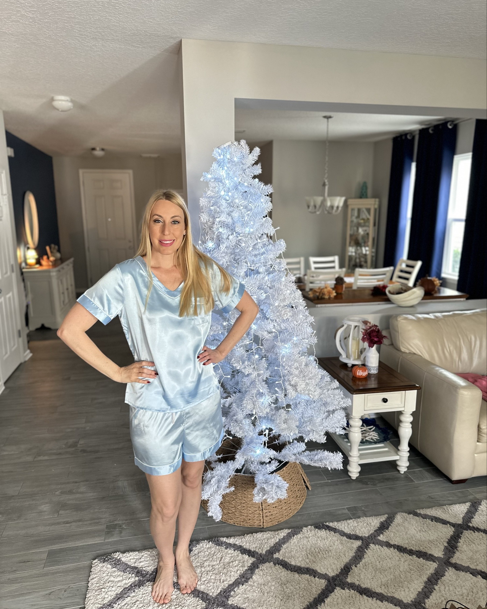 Pajamas that match my Christmas tree 
💙 these are so soft and comfortable. They feel amazing to sleep in
🩵 sized up one to medium to have extra wiggle room in the night 

#LTKStyleTip #LTKFindsUnder100 #LTKFindsUnder50