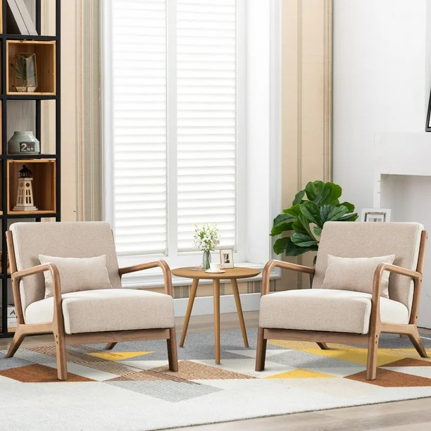 Bonzy Home Mid Century Modern Accent Chairs Set of 2, Reading Armchair, Arm Chairs for Living Roo... | Walmart (US)