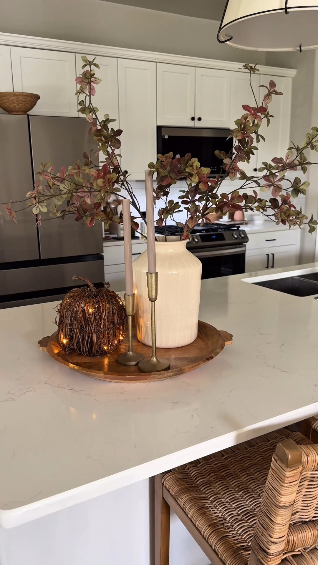 I love these pumpkins with the twinkle! Kitchen counter fall styling vignette. Beautiful stems @Target

#LTKHome #LTKSeasonal #LTKOver40