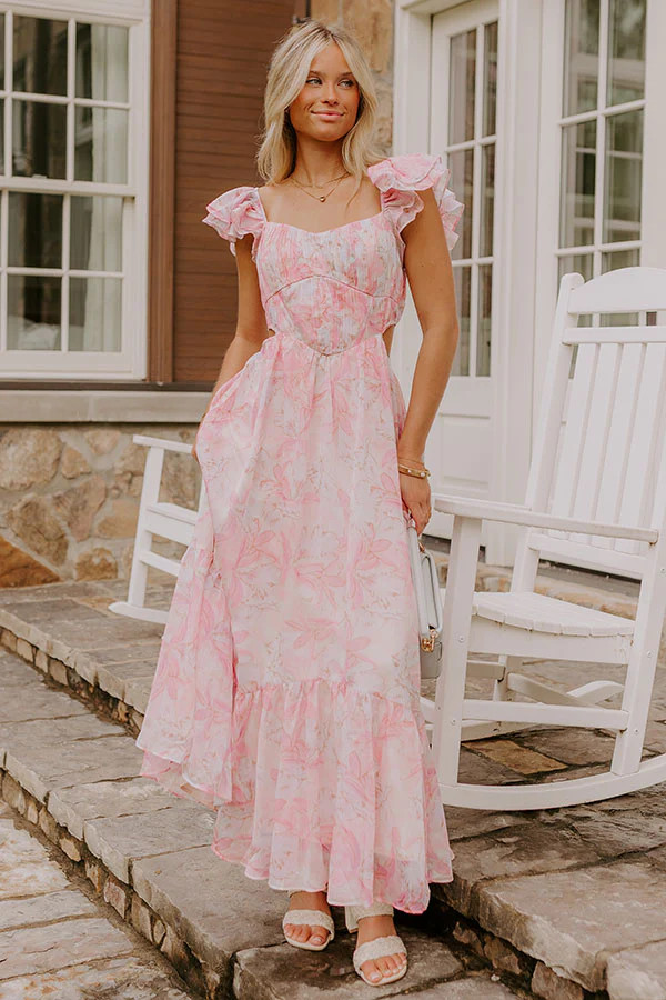 Romantic Notion Floral Cutout Maxi Dress | Impressions Online Boutique