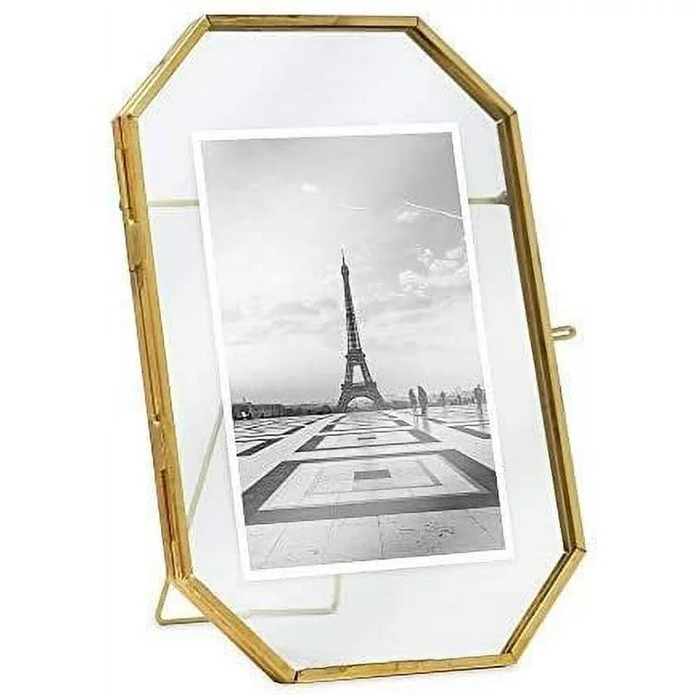 Isaac Jacobs 4x6 Antique Gold Octagon Metal Tabletop Picture Frame | Walmart (US)