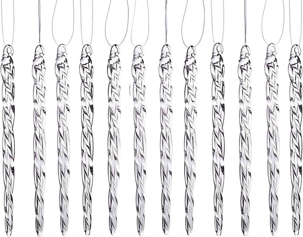 Klikel Glass Icicle Ornaments - Winter Decorations for Christmas Tree - Total 36 Hanging Ornament... | Amazon (US)