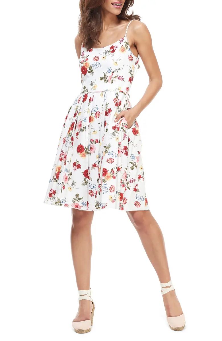 Cassie Back Bow Linen Blend Fit & Flare Dress | Nordstrom