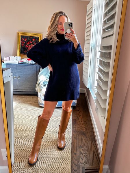 I love this sweater dress and this is a perfect Thanksgiving outfit! These tall boots are comfortable right out of the box and go with so many things (jeans, leggings, all types of dresses)! I went up 1/2 size (I always do in boots)

#LTKfindsunder100 #LTKSeasonal #LTKbump