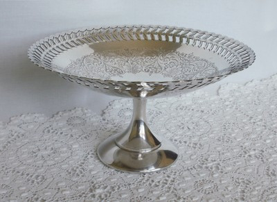 Vintage WB Weidlich Bros. B.M.Mts Silverplate Pedestal Pierced Serving Dish Tray | eBay AU