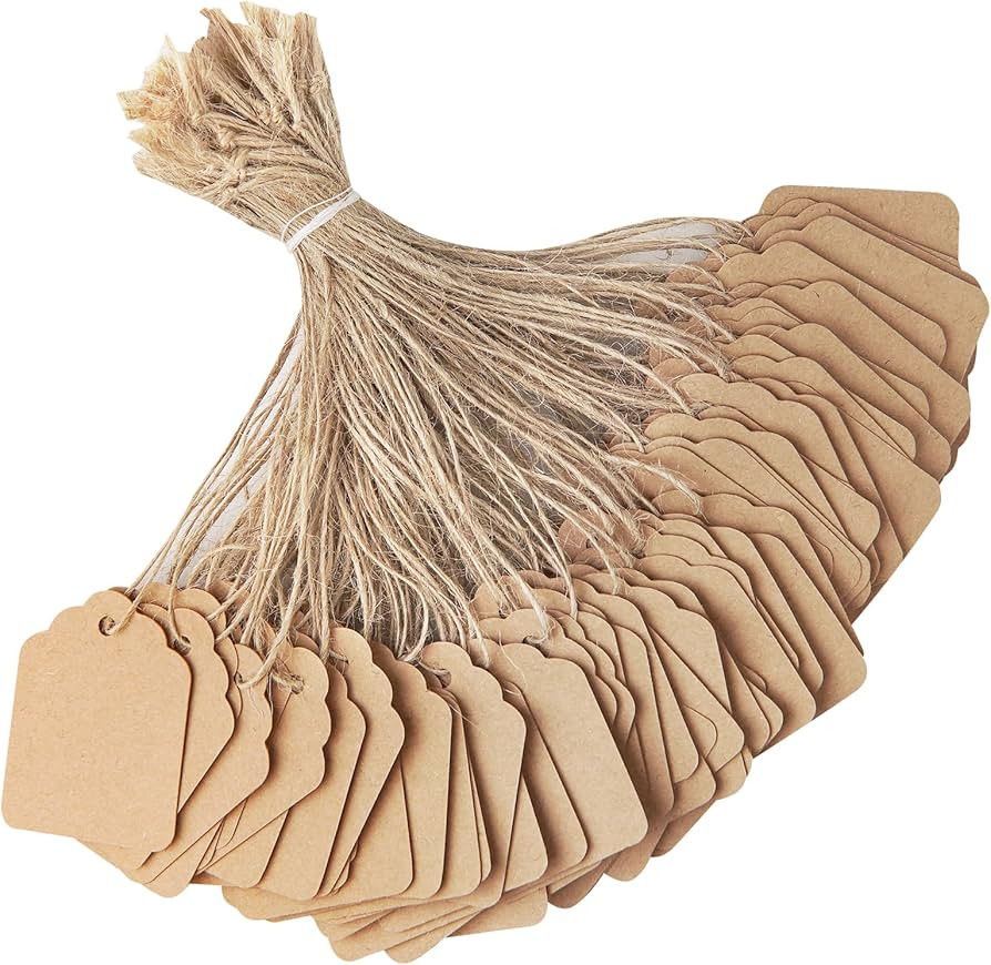 Price Tags with String Attached - Cuttte 500PCS Gift Tags Kraft Paper Hang Tags for Labeling, Nam... | Amazon (US)