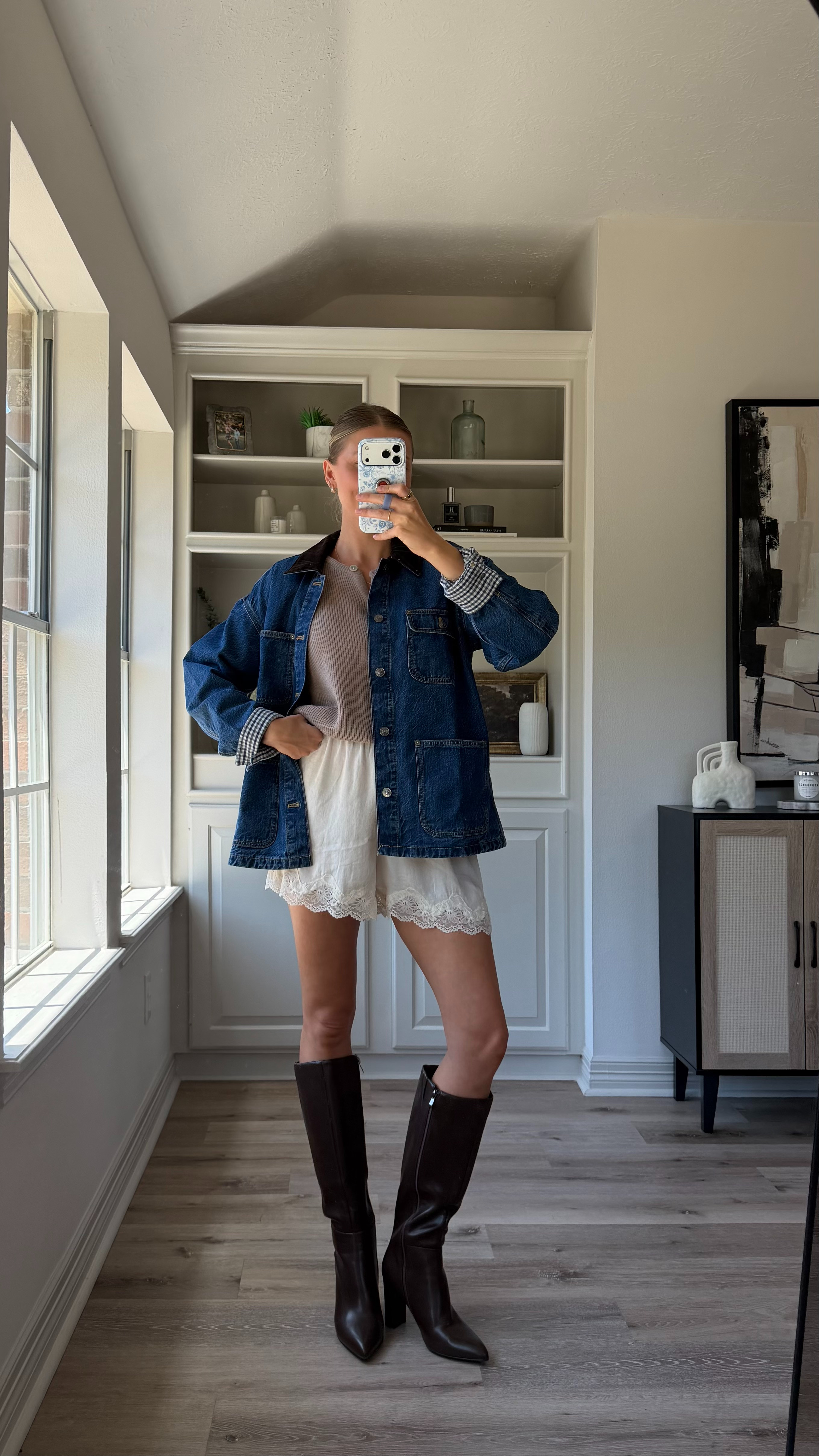 Fall outfit inspo | S in cardigan, S shorts + S in barn jacket!  

 #LTKootd