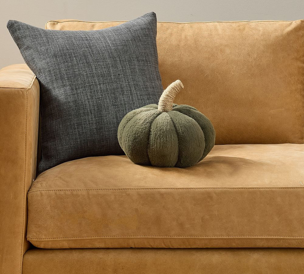 Faux Fur Pumpkin Shaped Pillow, Loden, 5" x 8 | Pottery Barn (US)