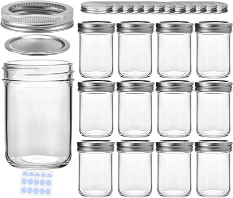 KAMOTA Mason Jars, 8 oz Glass Jars With Regular Lids and Bands, Ideal for Jam, Honey, Wedding Fav... | Amazon (US)