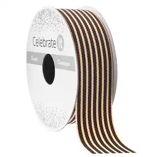 1" x 5yd. Striped Ribbon by Celebrate It® Classic in Natural | Michaels® | Michaels Stores