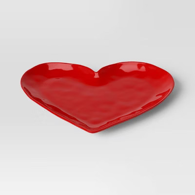 13.25" Stoneware Figural Heart Serving Platter Red - Threshold™ | Target