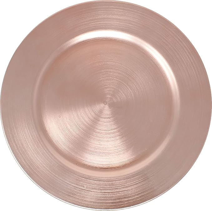 Metallic Foil Charger Plates - Set of 6 - Made of Thick Plastic - Rose Gold | Amazon (US)