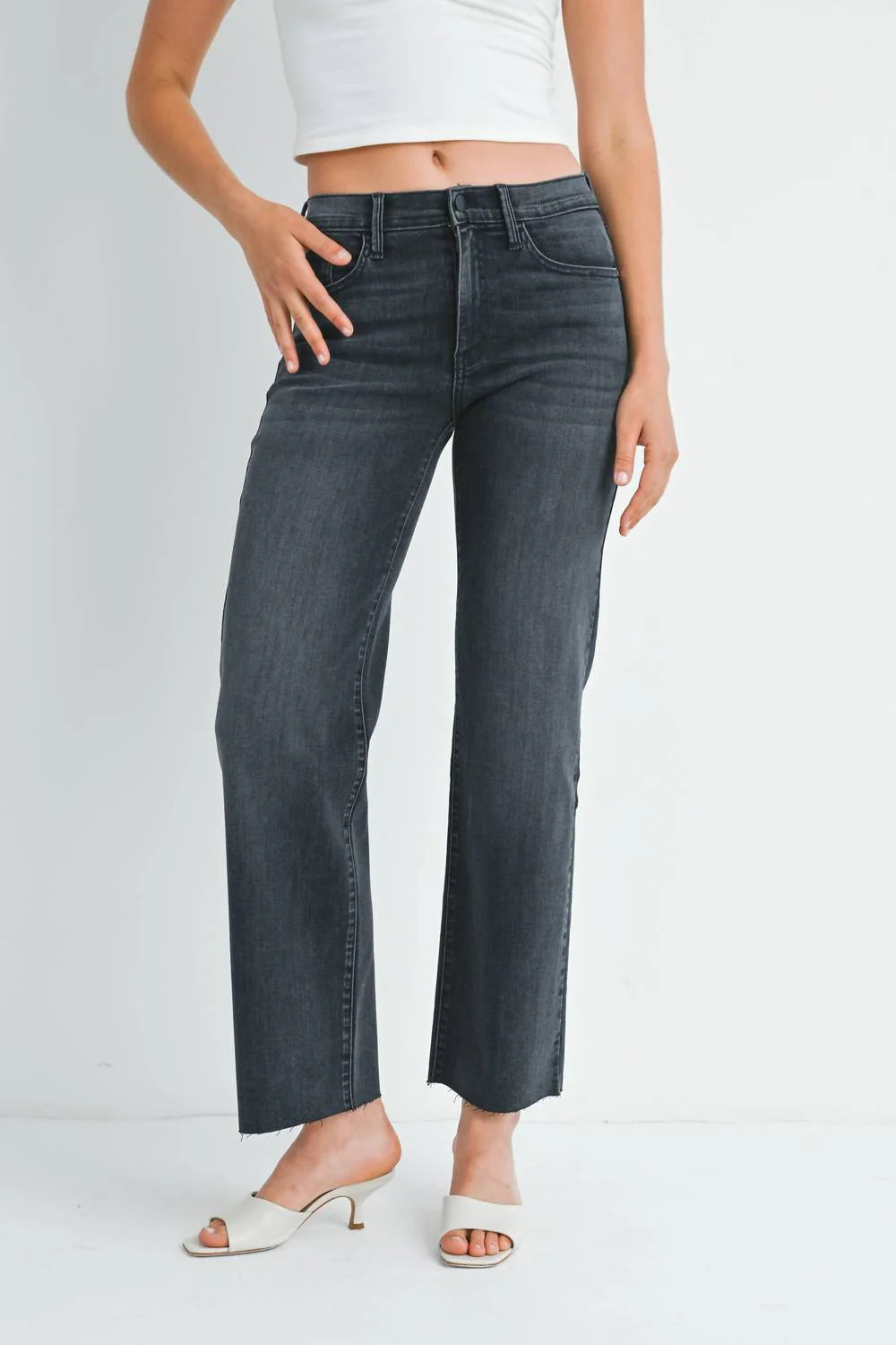 Slim Palazzo With Scissor Cut Jean In Washed Grey | Shop Simon