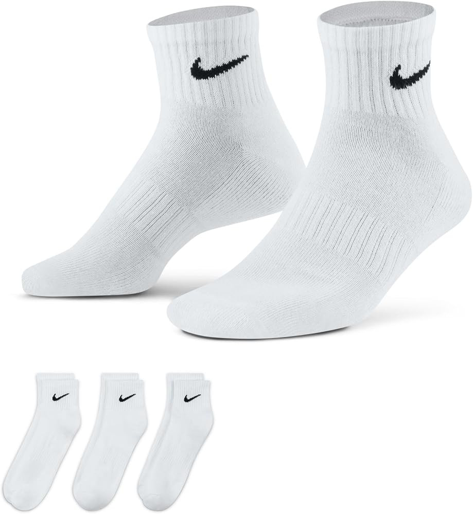 Amazon.com: Nike Unisex Everyday Cushioned Training Ankle Socks (3 Pairs), White/Black, Medium : ... | Amazon (US)