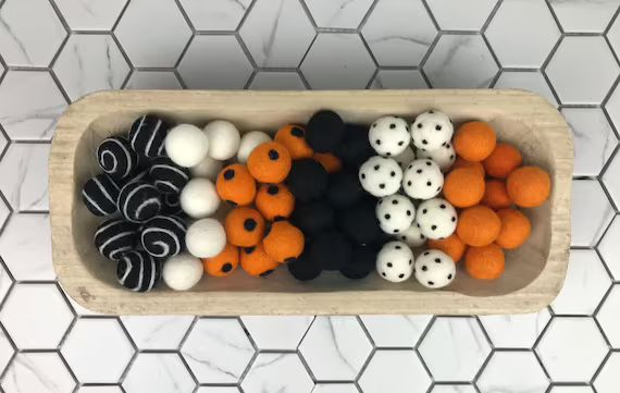 Halloween Pom Pom Garland Halloween Felt Ball Garland Spooky | Etsy | Etsy (US)