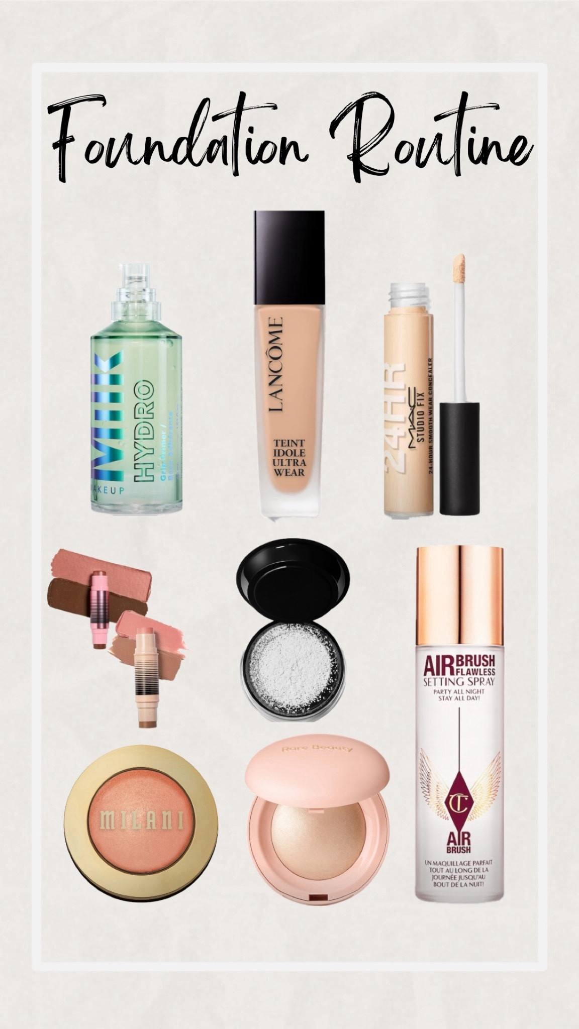 Step by step
1. Milk primer 
2. Foundation shade 235N 
3. Dibs contour shade starlit & shade 3 bronzer 
4. Dibs Retrograde rose cream blush duo 
5. Mac Studio fix concealer NC25
6. Mac setting powder all over the face.
7. Mac bronzer to cheeks and forehead to add more warmth. Shade medium golden.
8. Milani blush shade, Luminoso.
9. Rare beauty highlight shade exhilarate
10. Givenchy brightening powder shade 2 under the eyes and below the contour on the cheek.
11. Setting spray 
12. Gloss optional 

Use code shaynaslife on dibs to save $ I don’t earn commission from the code I only earn commission if you use the links I provided. If you do use my links it’s always much appreciated 😊

#Makeup #MilkMakeup #LancomeFoundation #Lancome #Mac #CharlotteTilbury, #Spray #Rare #Milani #Dibs #Contour #Blush #FoundationRoutine #Beauty 

#LTKfindsunder50 #LTKfindsunder100 #LTKbeauty