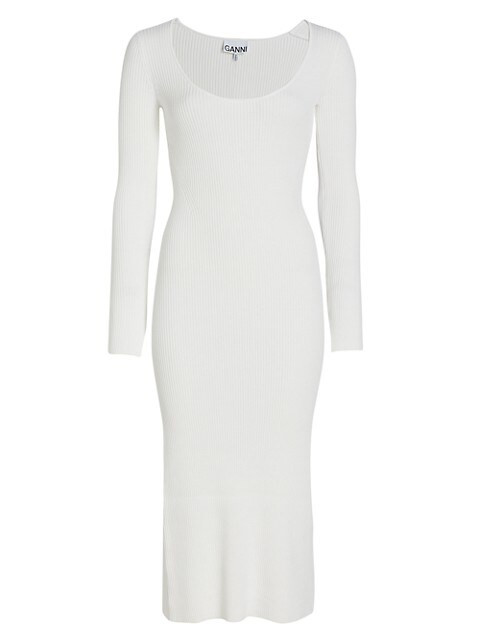 GANNI Rib-Knit Scoopneck Midi-Dress | Saks Fifth Avenue