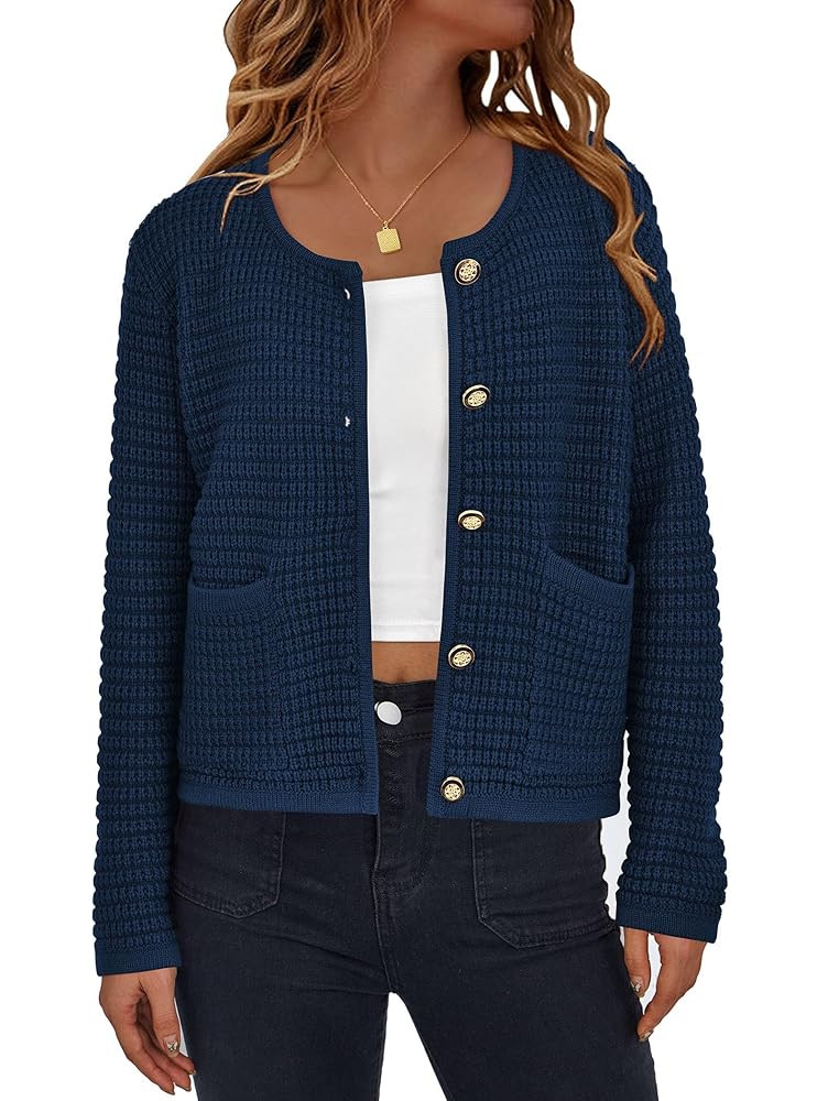 PRETTYGARDEN Women Knit Cardigan Sweaters Fall Fashion Long Sleeve Open Front Button Down Trendy ... | Amazon (US)