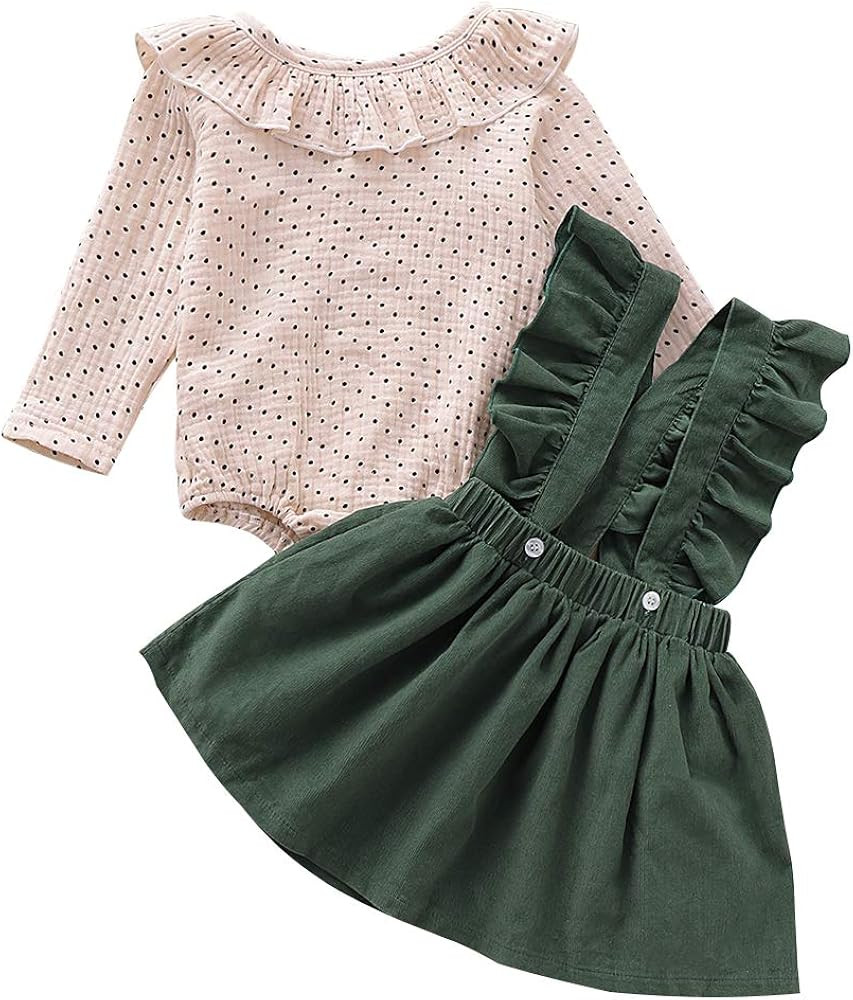 Newborn Baby Girl Clothes Toddler Long Sleeve Ruffle Romper Top Infant Skirt Set Little Girl Over... | Amazon (US)