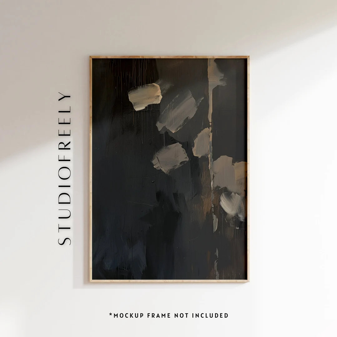 Minimalist Black Abstract Painting: Modern Brushstroke Canvas Art - Etsy | Etsy (US)