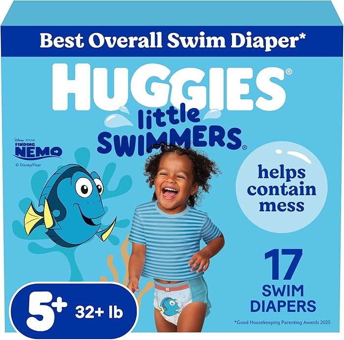 Huggies Little Swimmers Disposable Swim Diapers, Size 5-6 (32+ lbs), 17 Ct | Amazon (US)