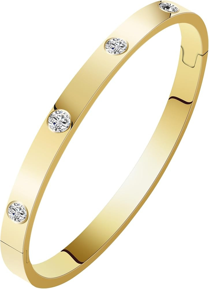 YCSLYW Women's Stainless Steel Cross Bracelet Jewelry Crystal Bracelet With Cube Zircon Hinge Jew... | Amazon (US)