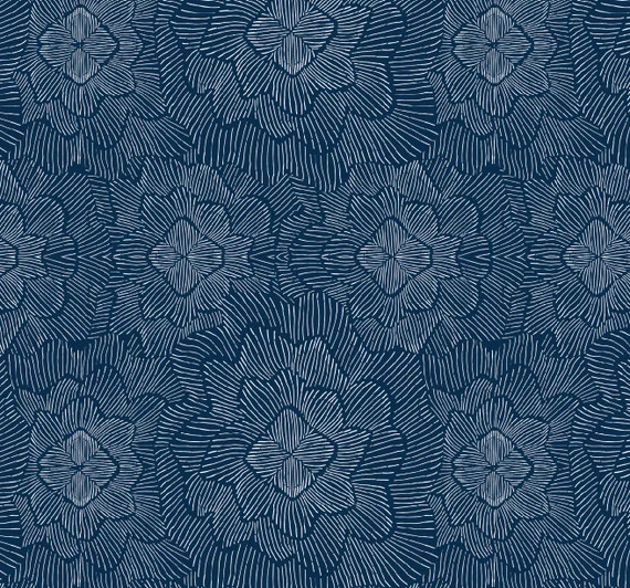 Removable Wallpaper / New Pinstripe Floral in Navy / Assorted | Etsy | Etsy (US)