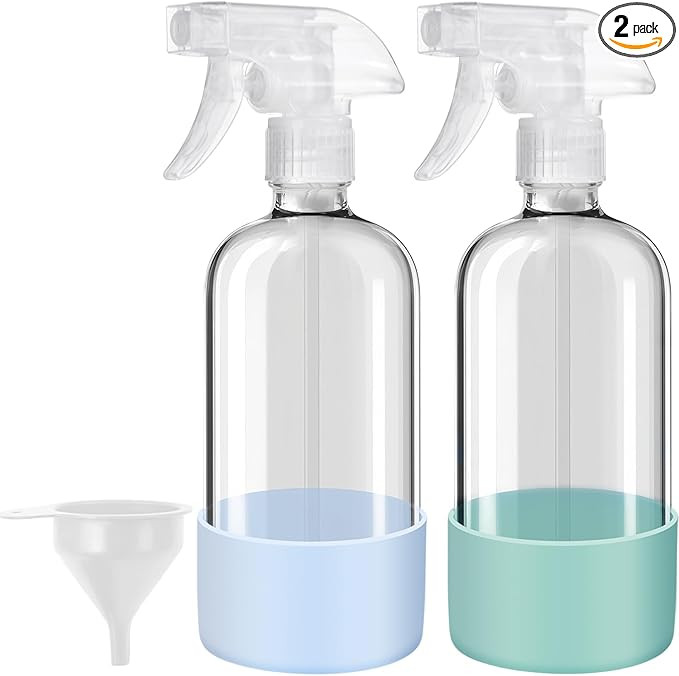 Glass Spray Bottles with Silicone Sleeves (2 Pack, 16 oz), Mist and Stream Empty Refillable Conta... | Amazon (US)