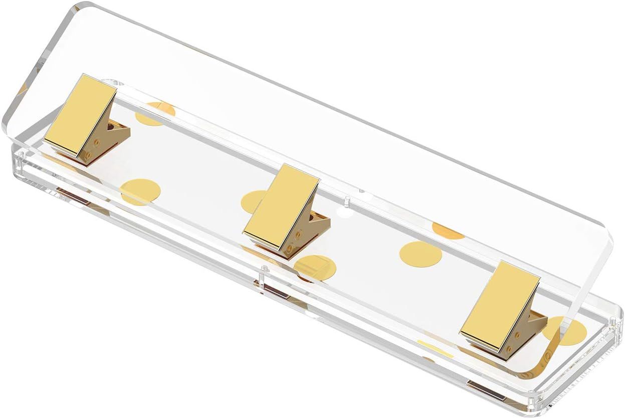 EXPUTRAN Acrylic 3-Hole Punch,Standard 3-Hole Spacing, 10 Sheet Capacity,Clear with Gold-Toned Ha... | Amazon (US)