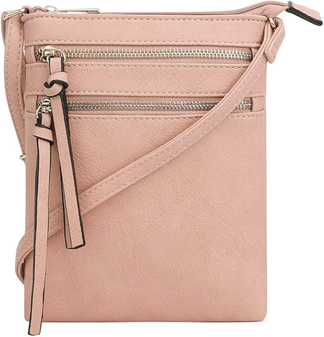 DELUXITY Essential Casual Functional Multi Pocket Double Zipper Crossbody Purse Bag Shoulder Bag ... | Amazon (US)