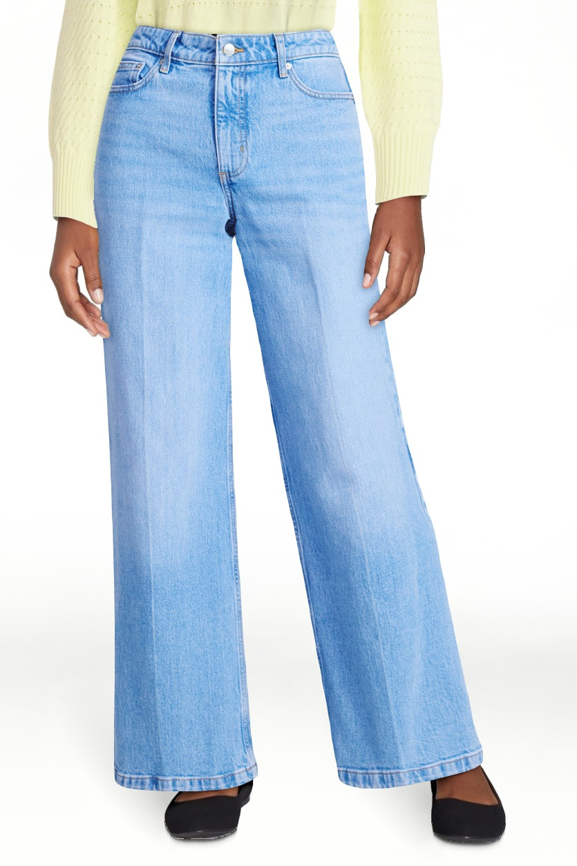 Free Assembly Women's High Rise Relaxed Wide Leg Jeans with Front Crease, Sizes 0-20 | Walmart (US)