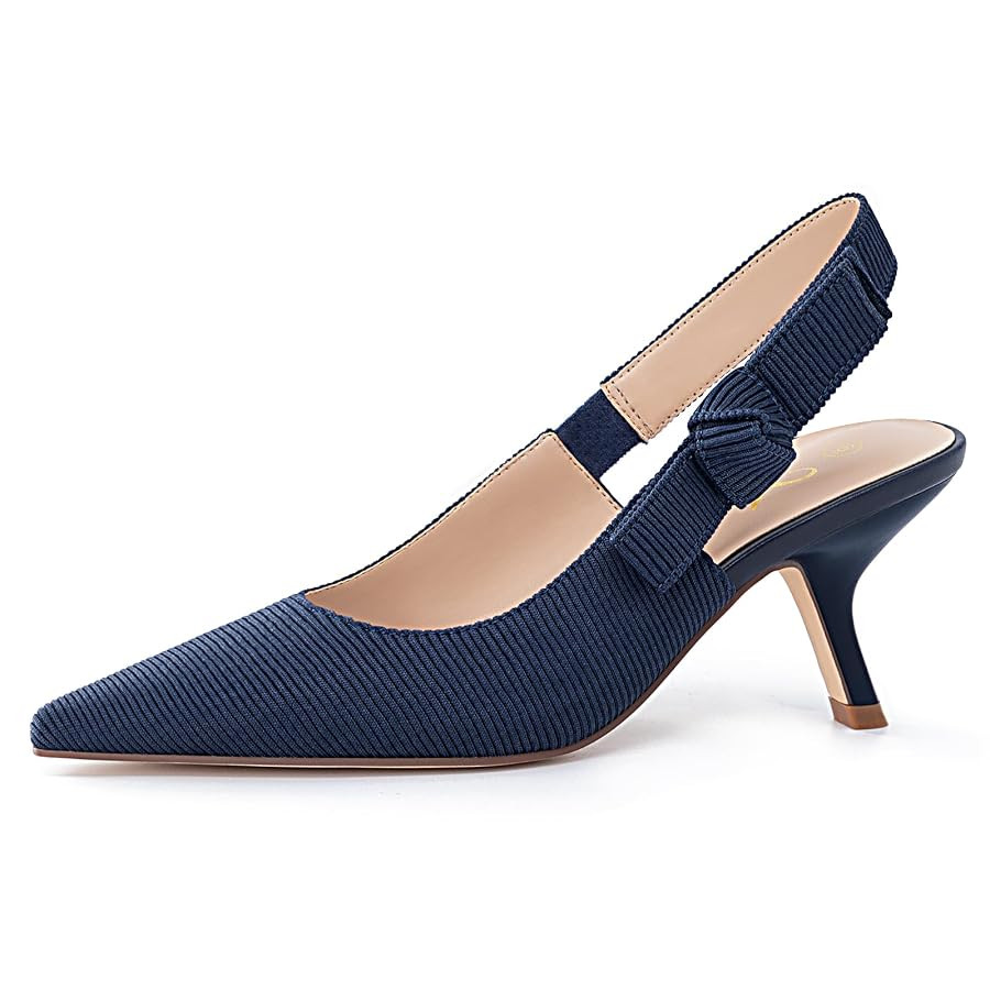 Athlefit Women's Slingback Kitten Heels Closed Pointed Toe Bowknot Pumps Dress Shoes for Work Wed... | Amazon (US)