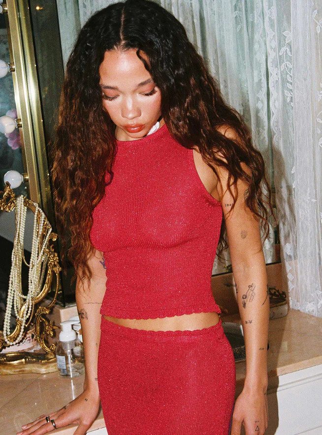 Hugs & Kisses Knit Top Red | Princess Polly US