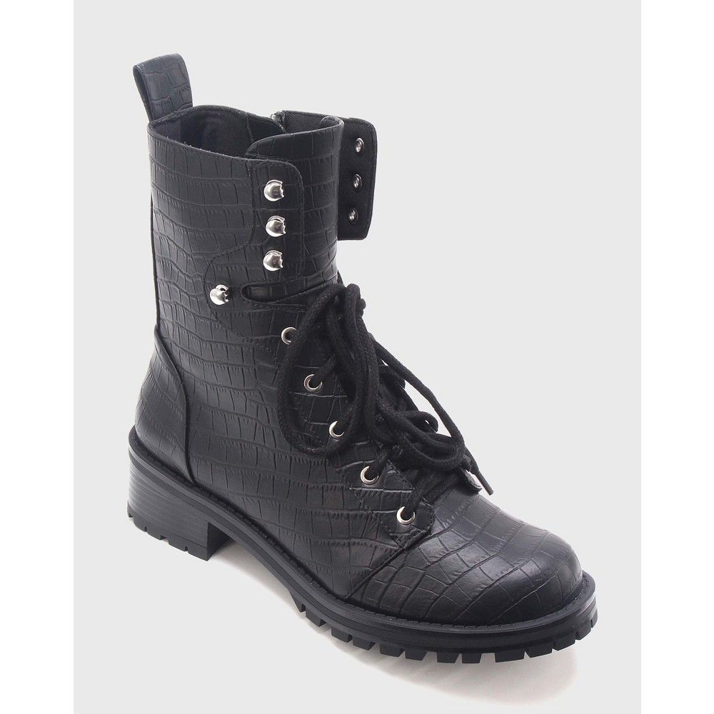 Women's Violet Croc Combat Boots Who What Wear - Black 6 | Target