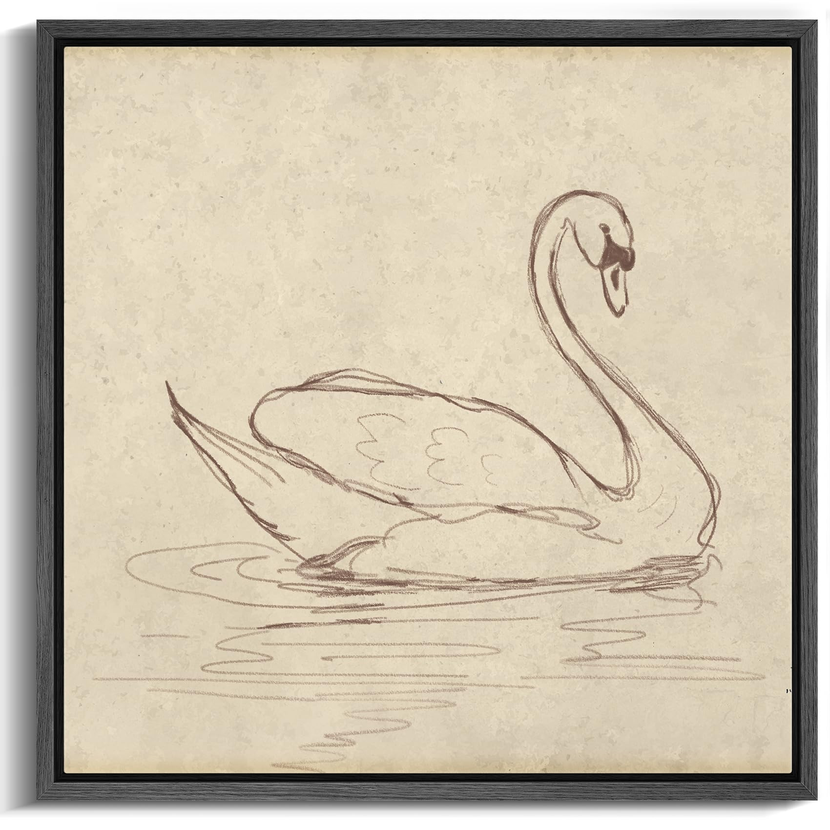 MUDECOR Framed Canvas Print Wall Art Elegant Line Drawing of a Swan in Water Illustrations Realis... | Amazon (US)