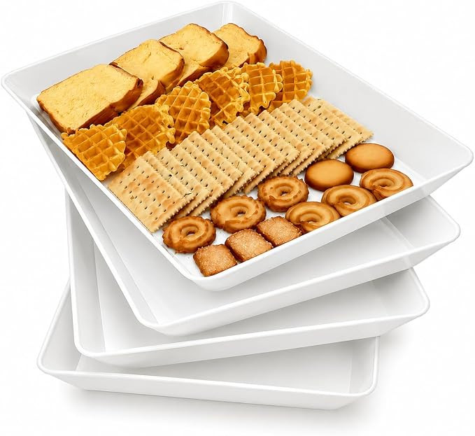 Serving Tray Platter, 4 Pack Food Tray for Veggie Fruit Snack Dessert Cookie Cheese, Food Trays f... | Amazon (US)
