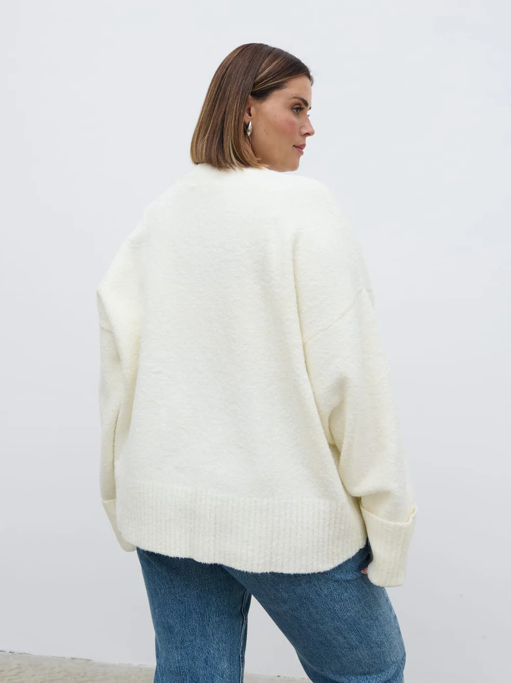 Camille Oversized Borg Jumper - Cream | Pretty Lavish (UK)