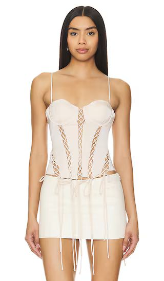 Meara Lace Up Top in Champagne | Revolve Clothing (Global)