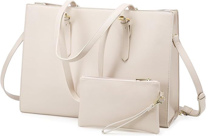 LOVEVOOK Laptop Bag for Women, Fashion Computer Tote Large Capacity Handbag, Leather Shoulder Bag... | Amazon (US)