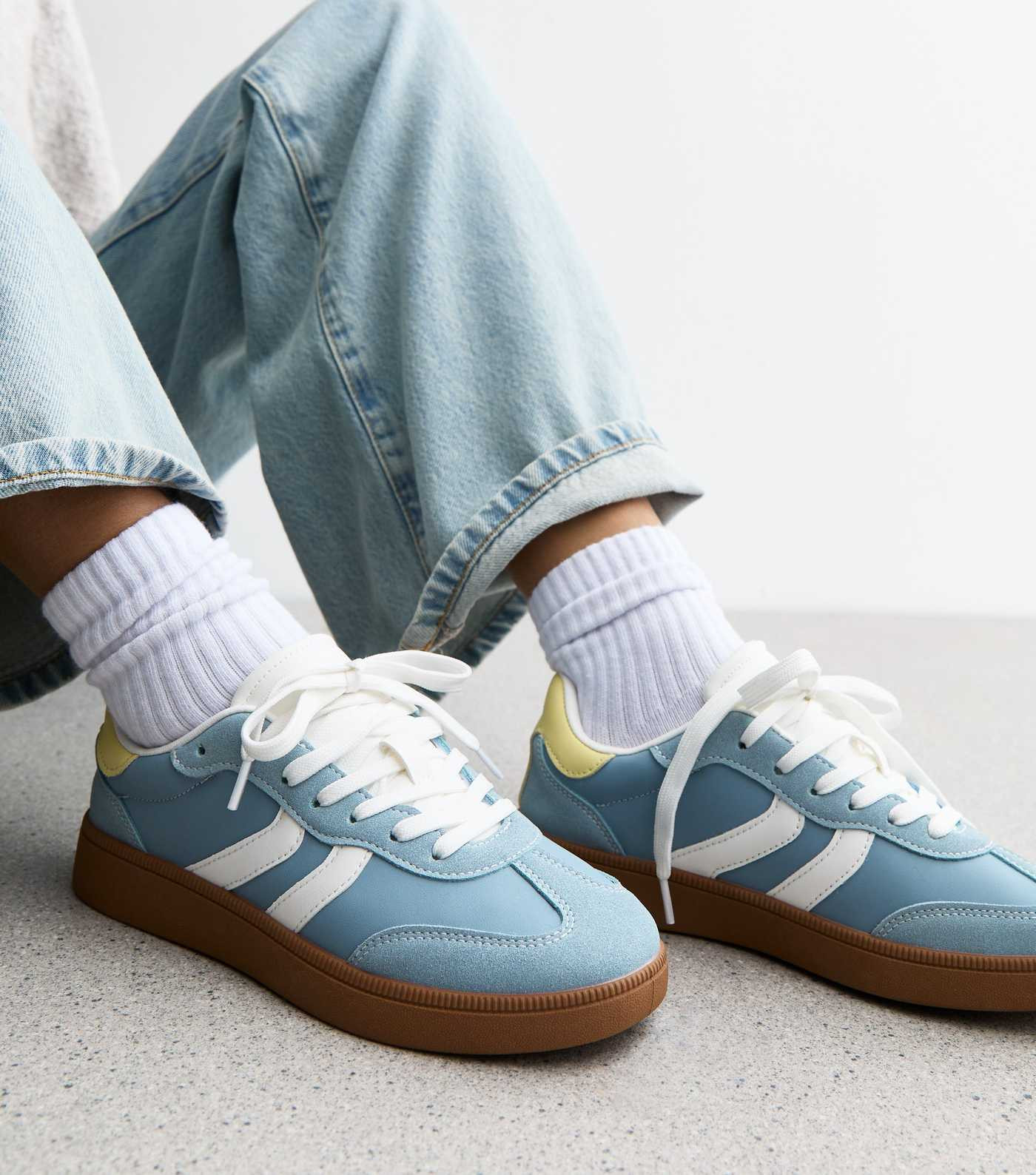 Blue Panelled Faux Suede Contrast Trim Trainers
						
						Add to Saved Items
						Remove from... | New Look (UK)