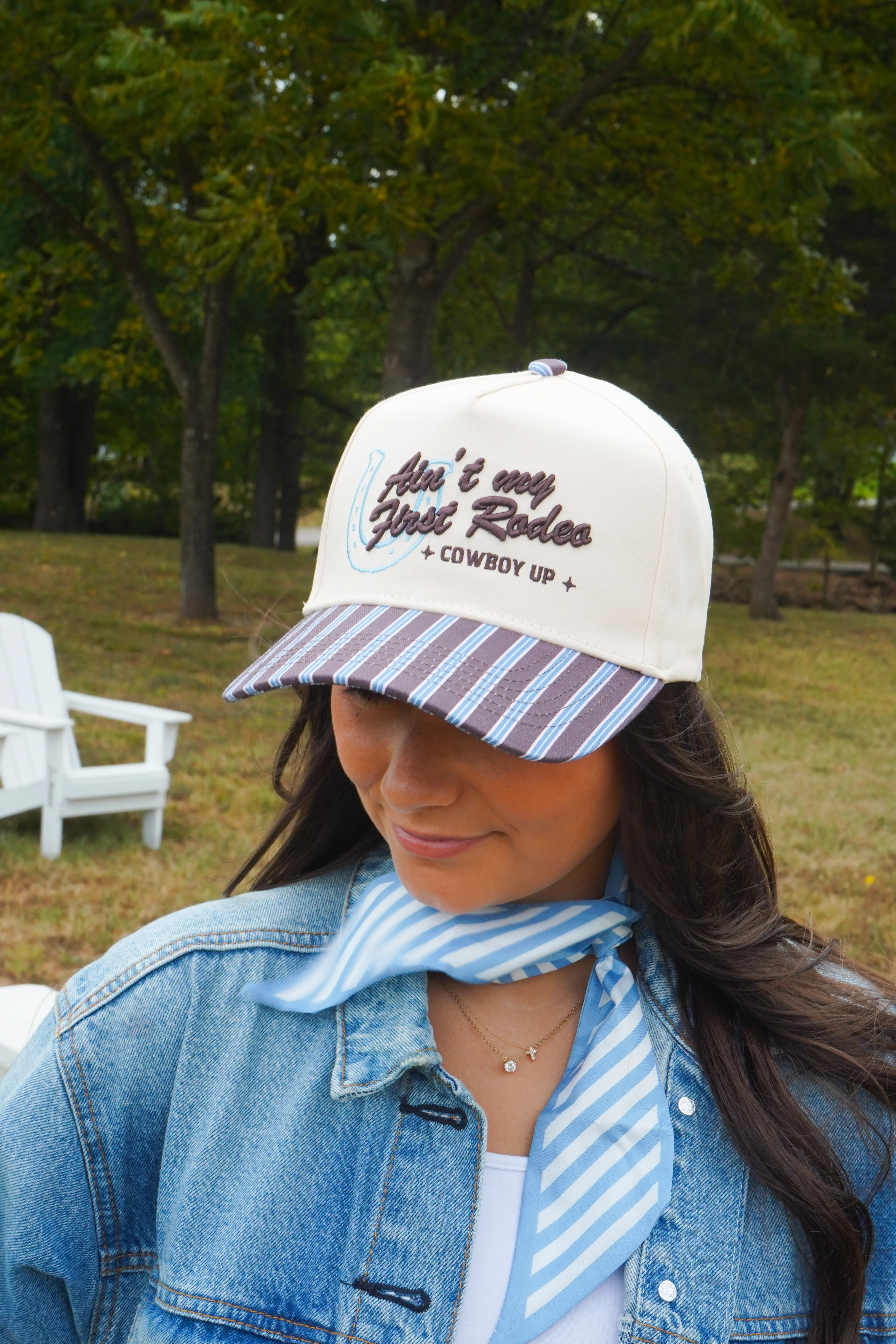 Ain't My First Rodeo - Chocolate Stripes Trucker Hat | KenzKustomz