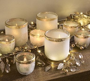 Modern Glass Candleholders - White &amp; Gold | Pottery Barn (US)