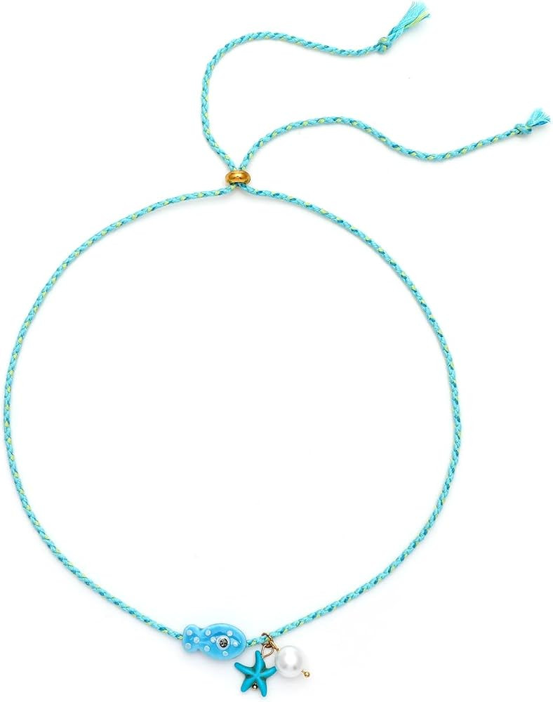Starfish Fish Necklace Boho Beachy Hawaiian Colorful Summer Beach Coastal Choker Necklace for Wom... | Amazon (US)